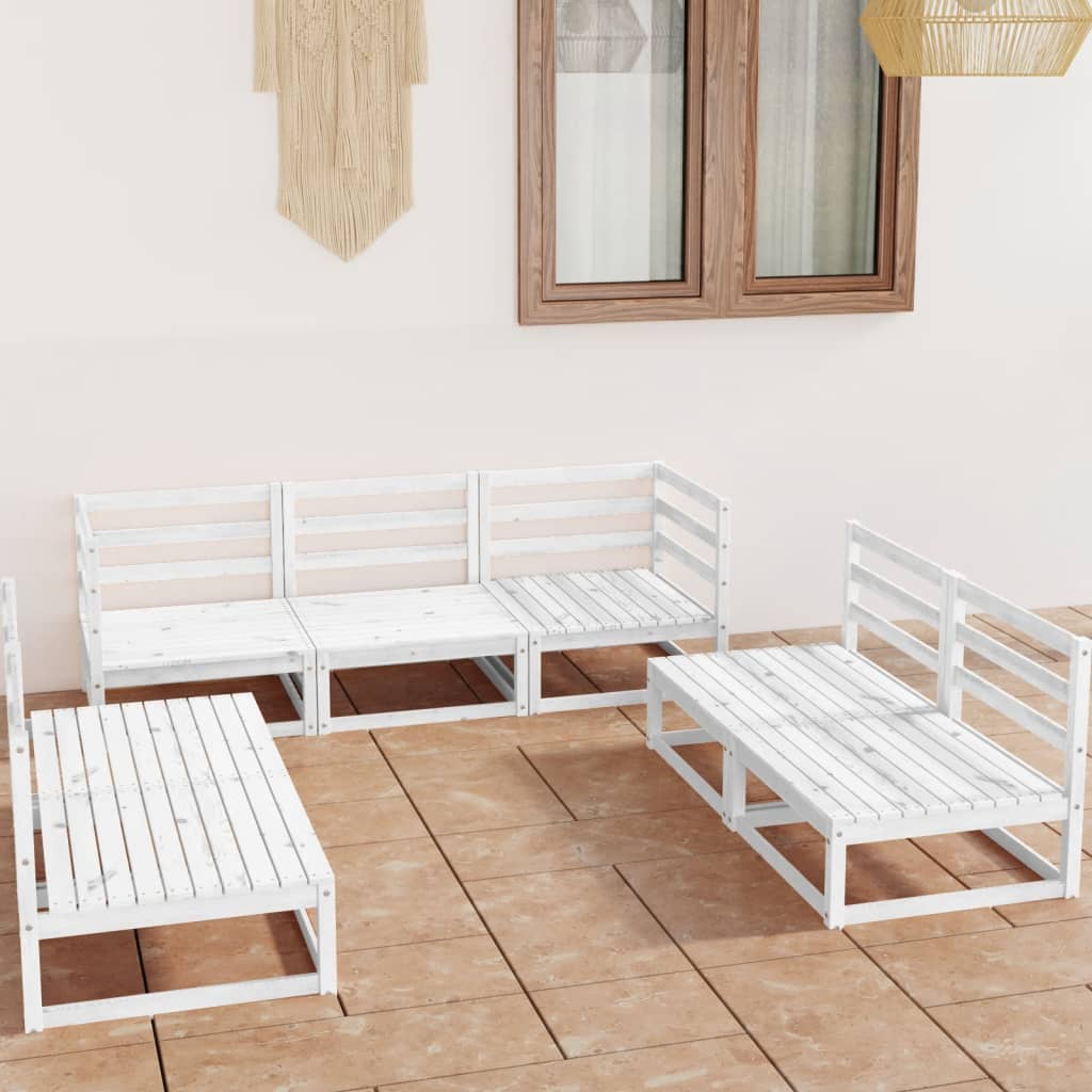 7-tlg. Garten-Lounge-Set Weiß Kiefer Massivholz kaufen