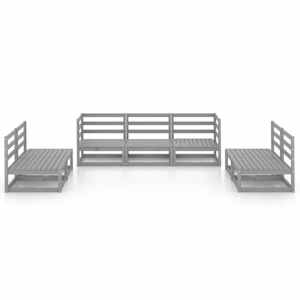 vidaXL Sodo poilsio baldų komplektas, 7 dalių, pilkas, pu&scaron;ies masyvas