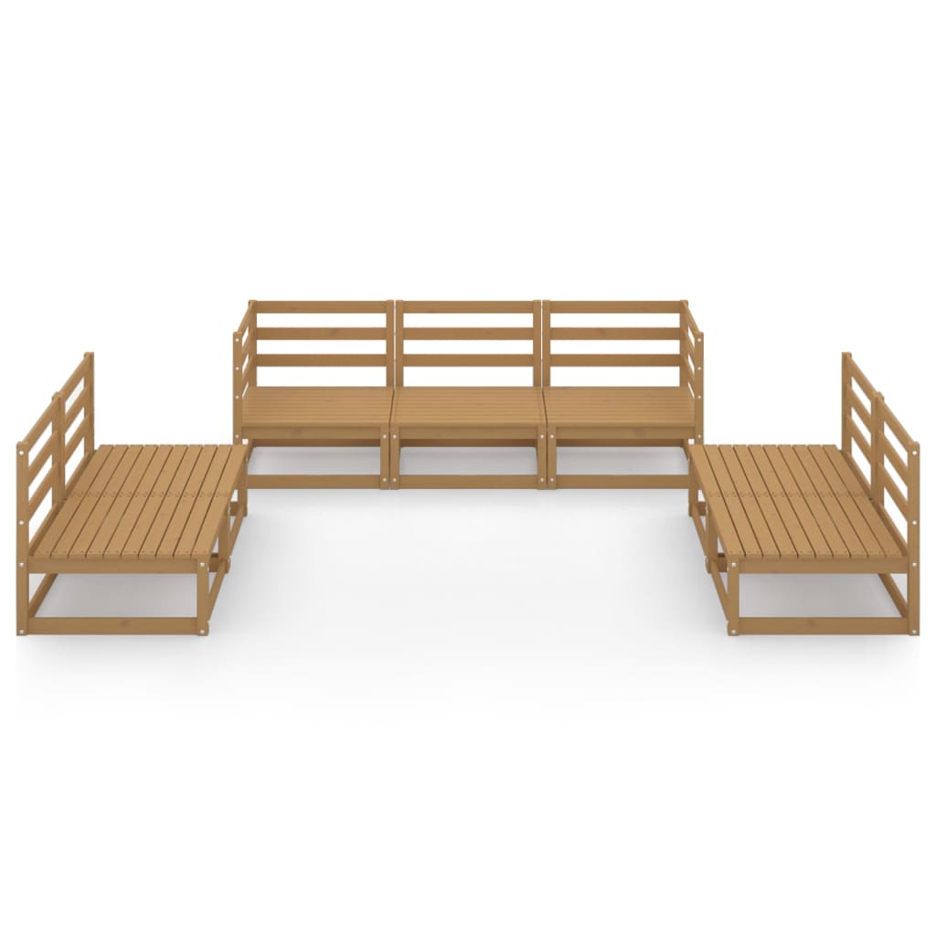 vidaXL 7-delige Loungeset massief grenenhout honingbruin afbeelding