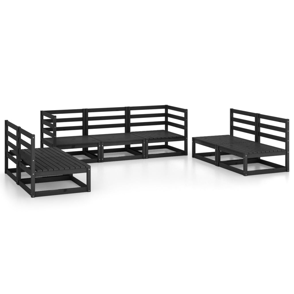 Thumbnail - vidaXL 7-tlg. Garten-Lounge-Set Schwarz Massivholz Kiefer