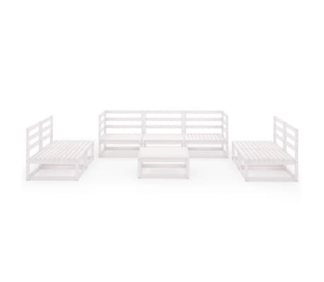 vidaXL Sodo poilsio komplektas, 8 dalių, baltas, pu&scaron;ies masyvas