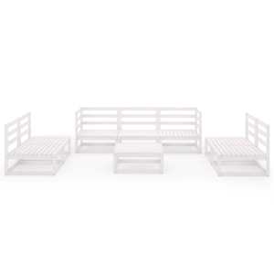 vidaXL Sodo poilsio komplektas, 8 dalių, baltas, pu&scaron;ies masyvas