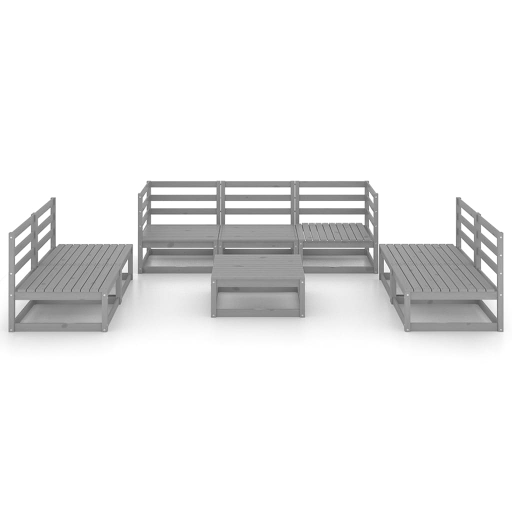 vidaXL 8-delige Loungeset massief grenenhout grijs afbeelding