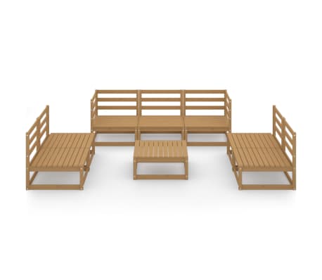 vidaXL 8 Piece Garden Lounge Set Honey Brown Solid Pinewood