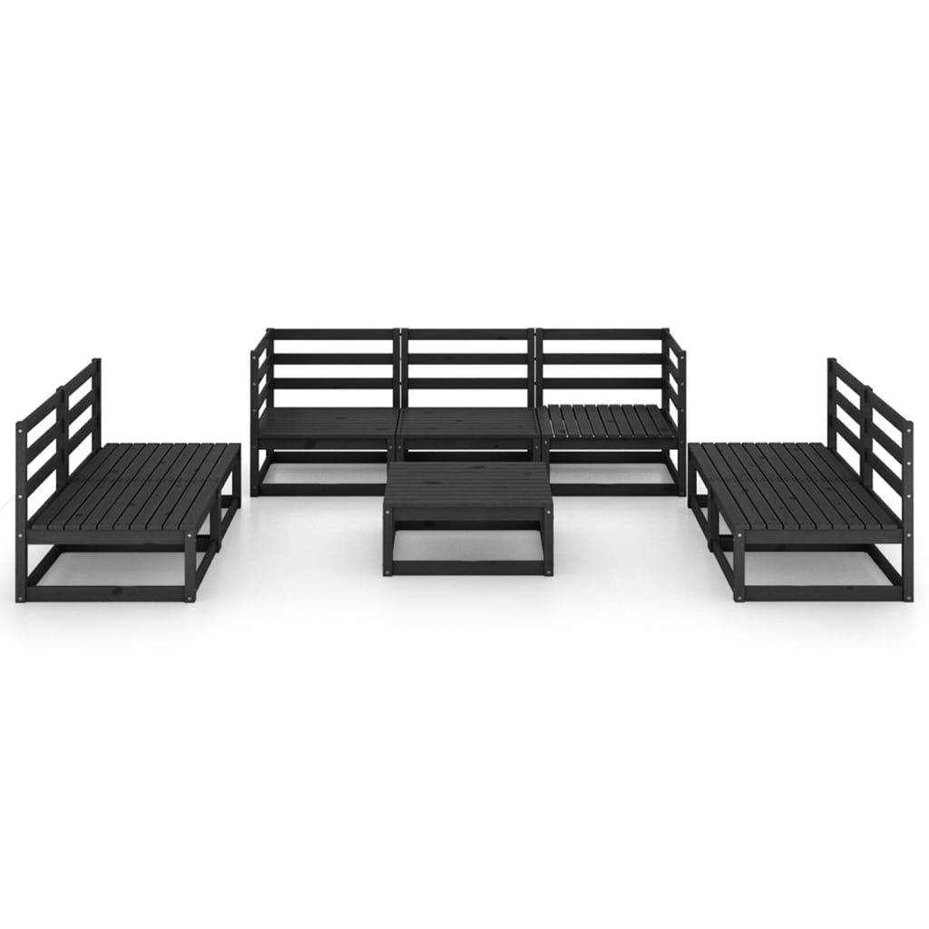 

vidaXL 8-delige Loungeset massief grenenhout zwart