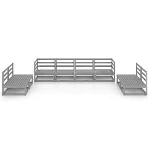 vidaXL Sodo poilsio baldų komplektas, 8 dalių, pilkas, pu&scaron;ies masyvas