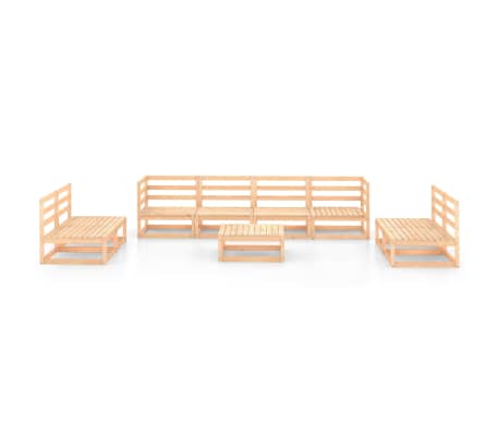 vidaXL Sodo poilsio baldų komplektas, 9 dalių, pu&scaron;ies medienos masyvas