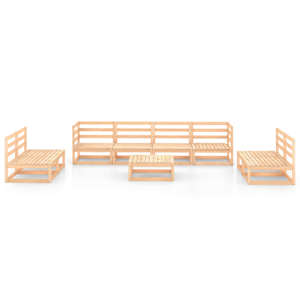 vidaXL Sodo poilsio baldų komplektas, 9 dalių, pu&scaron;ies medienos masyvas