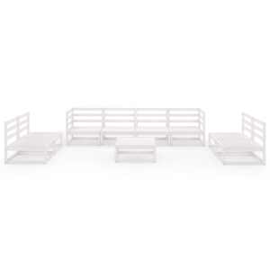 vidaXL 9-cz. zestaw mebli wypoczynkowych do ogrodu, biały, sosnowy