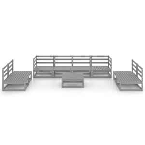 vidaXL Sodo poilsio baldų komplektas, 9 dalių, pilkas, pu&scaron;ies masyvas