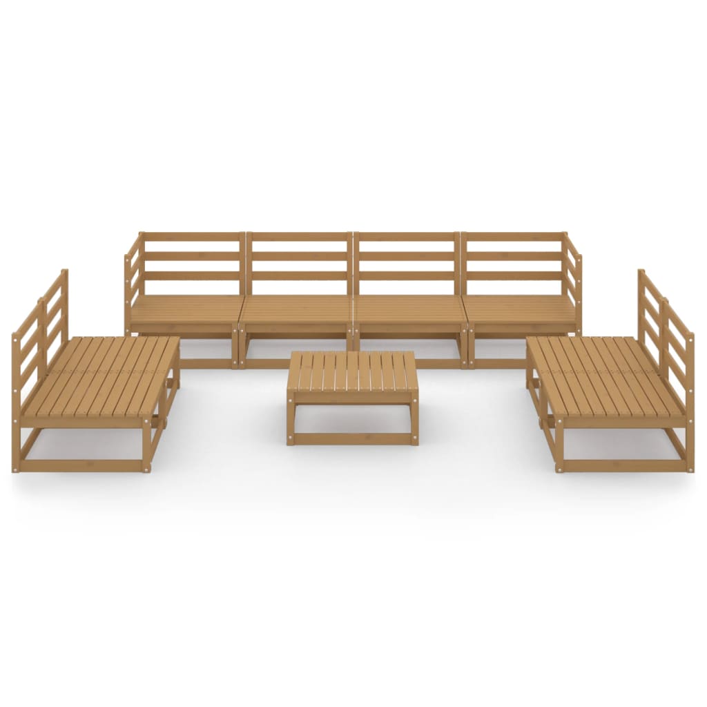 

vidaXL 9-delige Loungeset massief grenenhout honingbruin