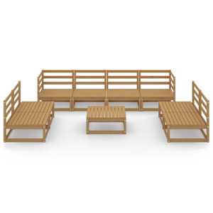 vidaXL Sodo poilsio baldų komplektas, 9 dalių, medaus rudas, pu&scaron;is