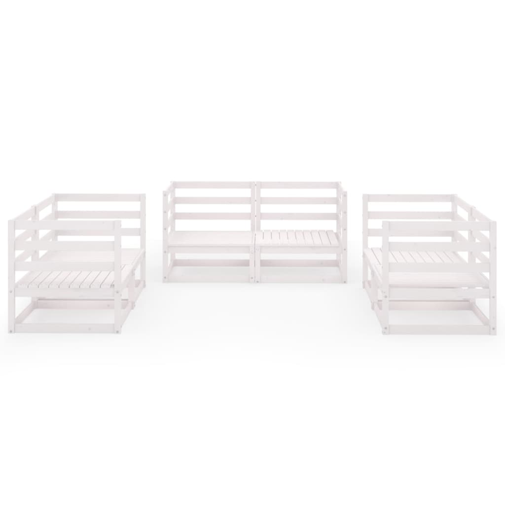 vidaXL 6-delige Loungeset massief grenenhout wit afbeelding
