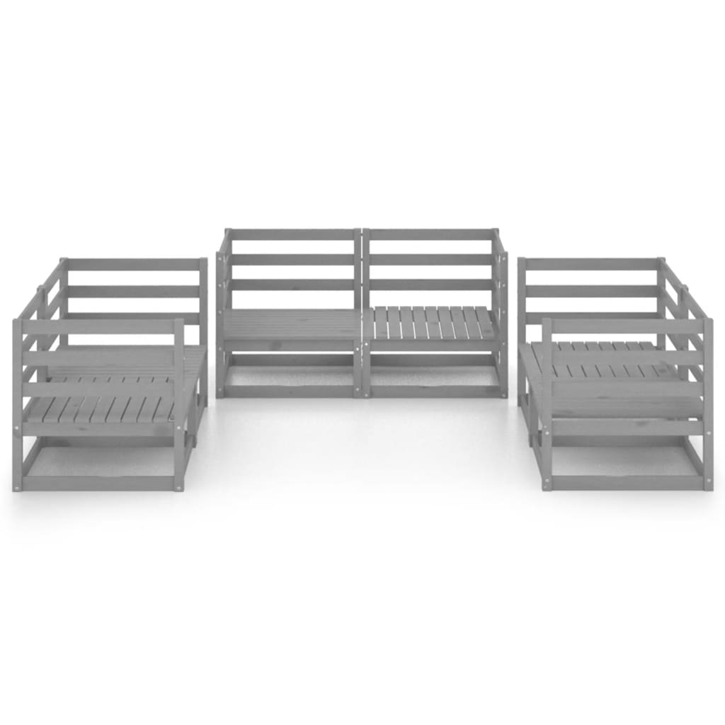 vidaXL 6-delige Loungeset massief grenenhout grijs afbeelding