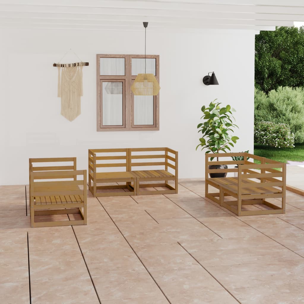 6-tlg. Garten-Lounge-Set Honigbraun Massivholz Kiefer kaufen