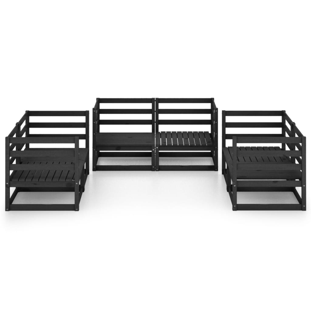 

vidaXL 6-delige Loungeset massief grenenhout zwart