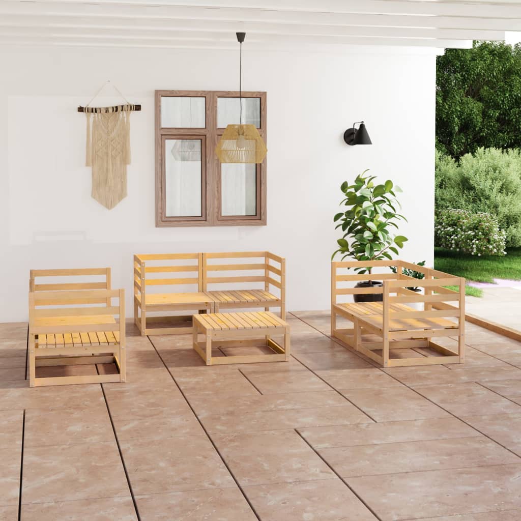 vidaXL 7-tlg. Garten-Lounge-Set mit Kissen Kiefer Massivholz