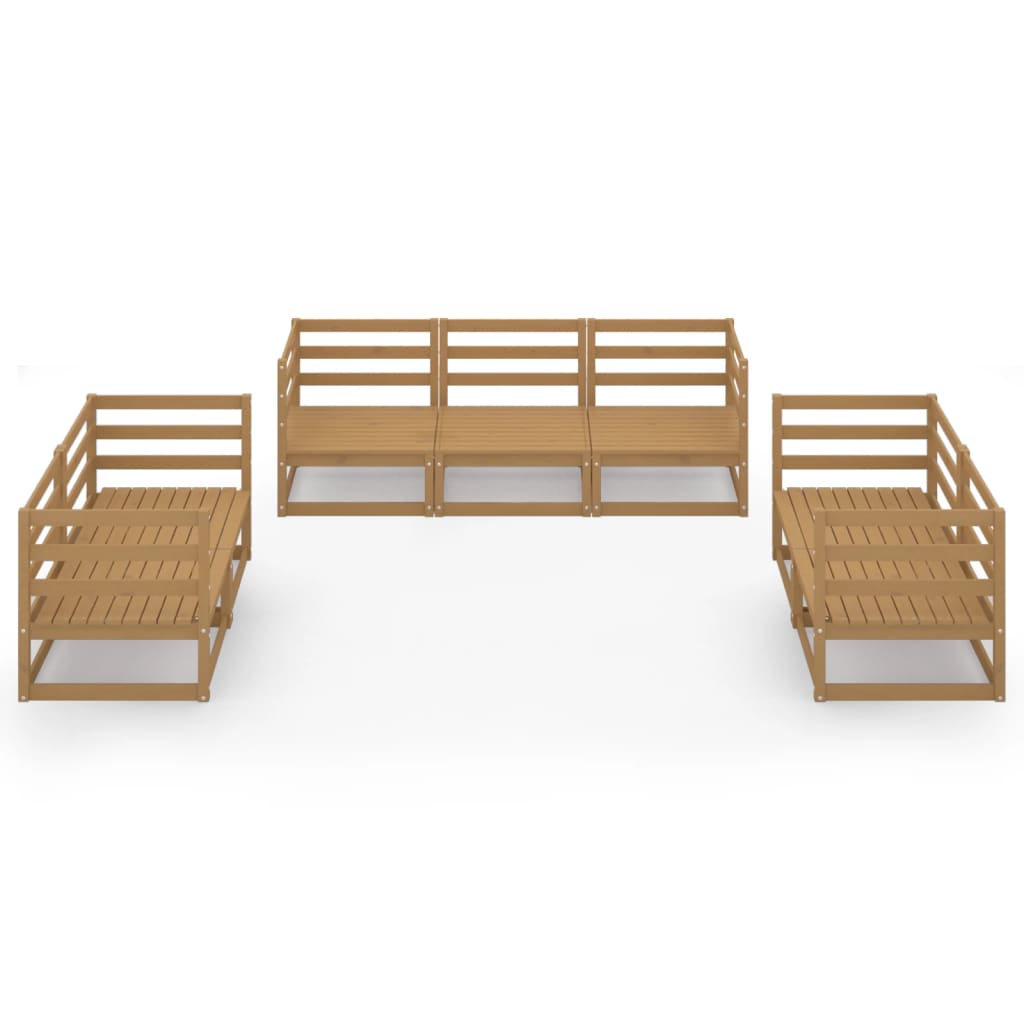

vidaXL 7-delige Loungeset massief grenenhout honingbruin