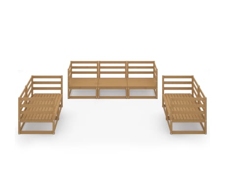 vidaXL Sodo poilsio baldų komplektas, 7 dalių, rudas, pu&scaron;ies masyvas