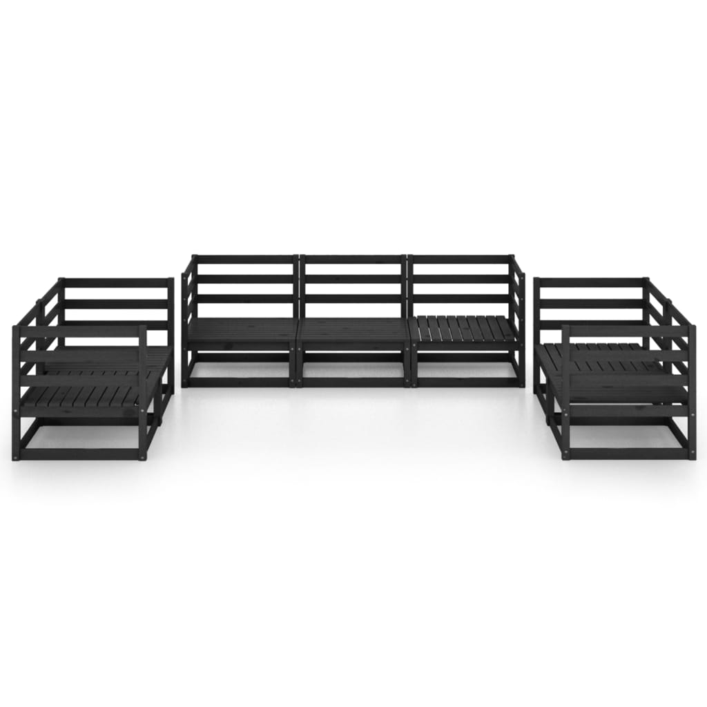 

vidaXL 7-delige Loungeset massief grenenhout zwart