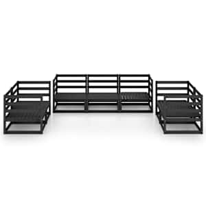 vidaXL Sodo poilsio baldų komplektas, 7 dalių, juodas, pu&scaron;ies masyvas