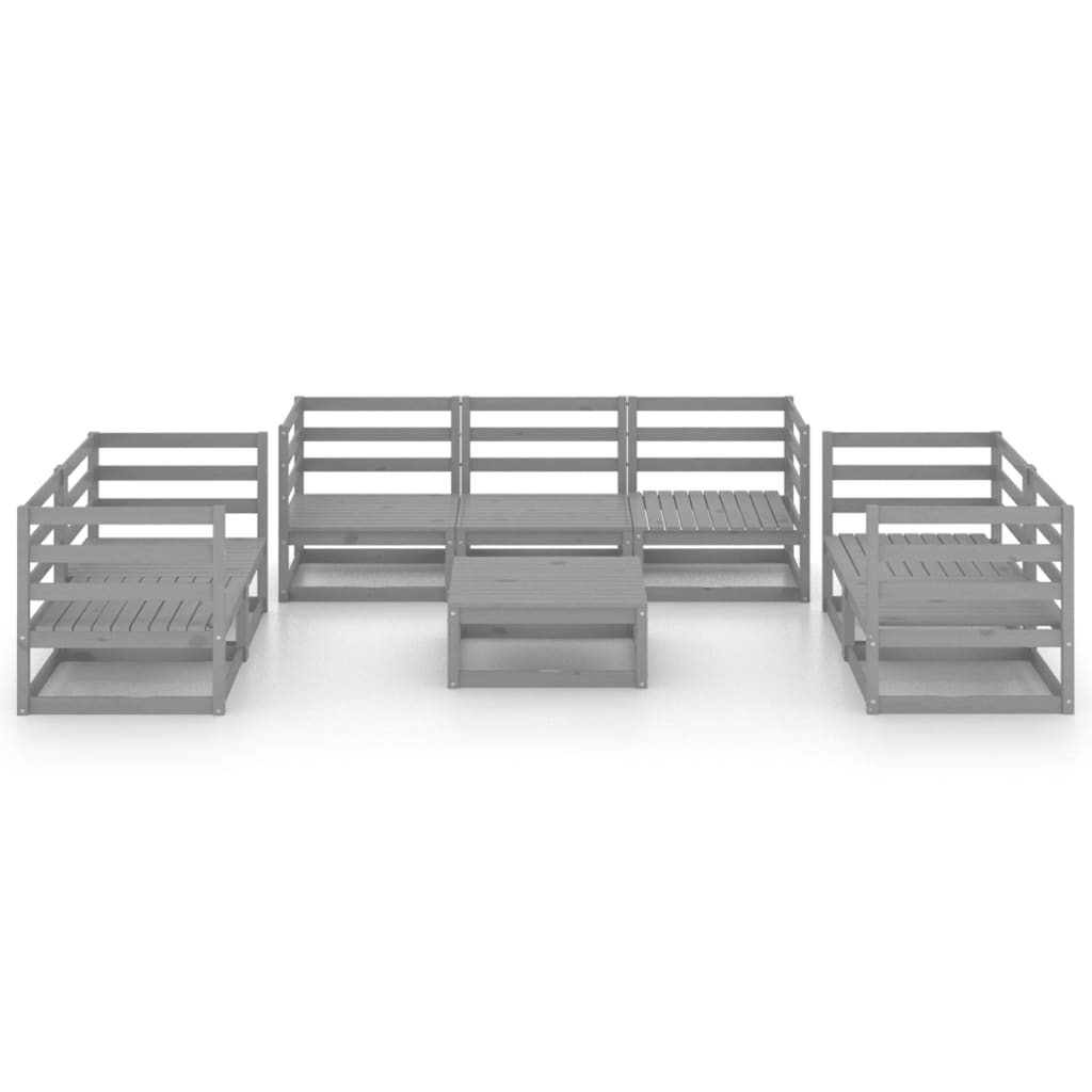 

vidaXL 8-delige Loungeset massief grenenhout grijs