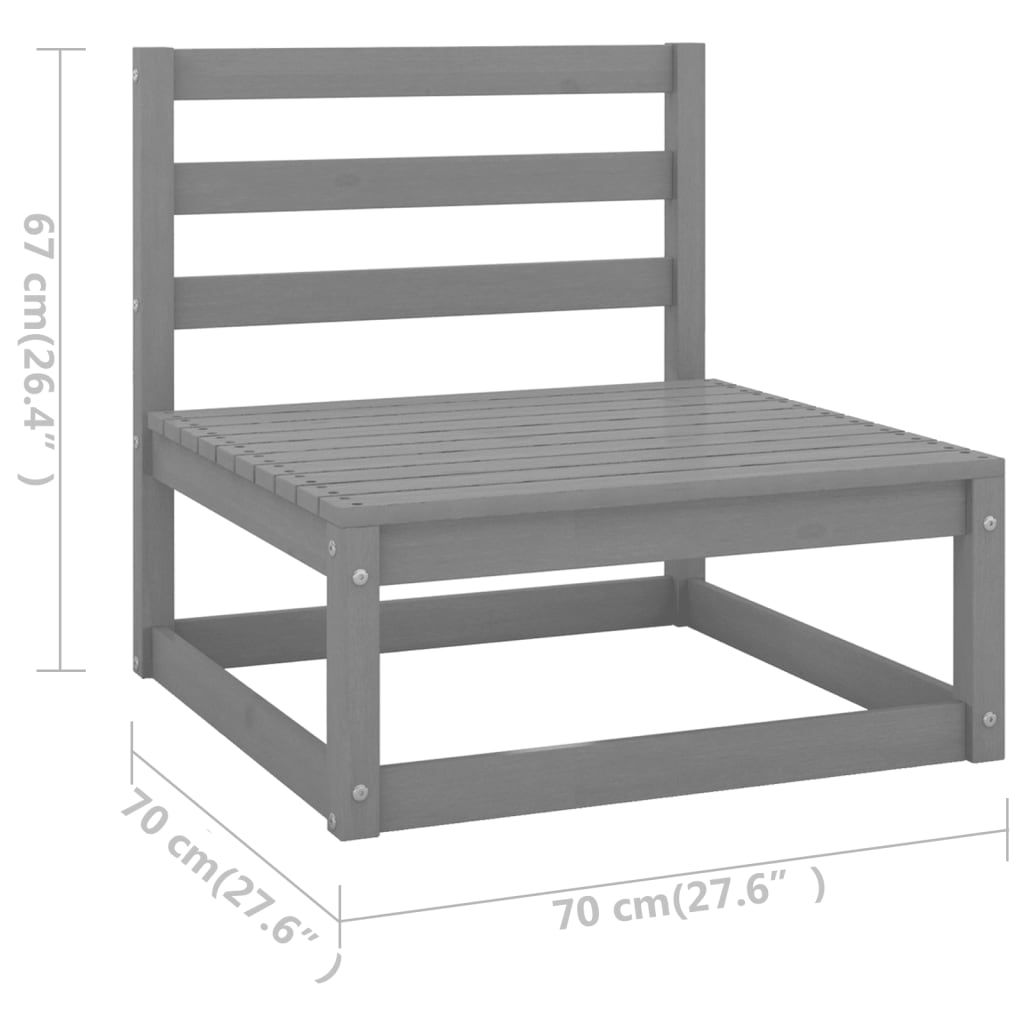 Ogrodowy zestaw wypoczynkowy - Sofa środkowa/narożna + stolik - Szary - 70x70x67 cm