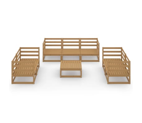 vidaXL Set Salotto da Giardino 8pz Marrone Ambra Legno Massello Pino
