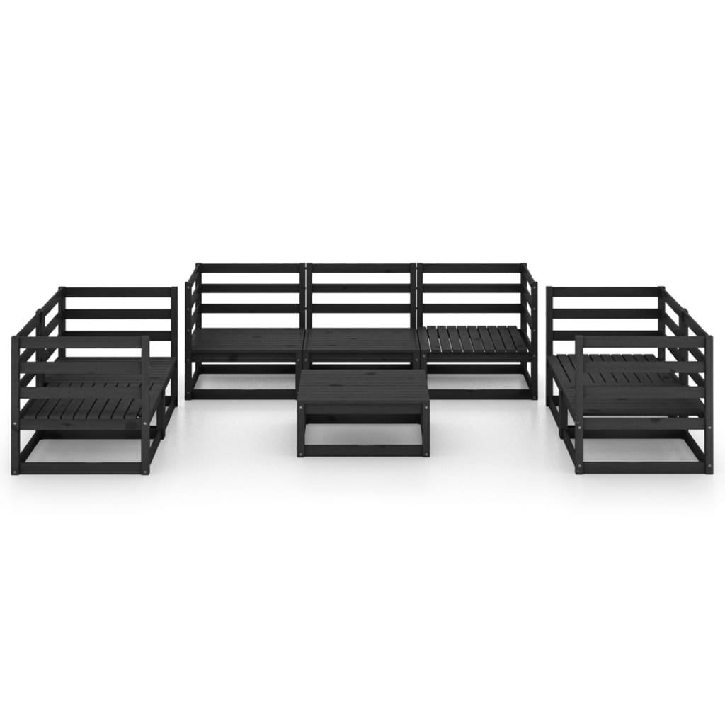 

vidaXL 8-delige Loungeset massief grenenhout zwart