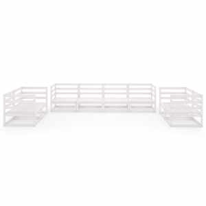 vidaXL Salon de jardin 8 pcs Blanc Bois de pin massif