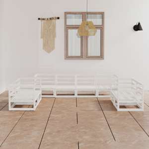 Vrtna sedežna garnitura 8-delna bela trdna borovina