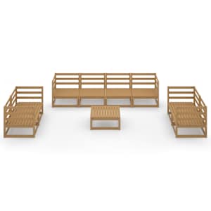 vidaXL Sodo poilsio baldų komplektas, 9 dalių, medaus rudas, pu&scaron;is