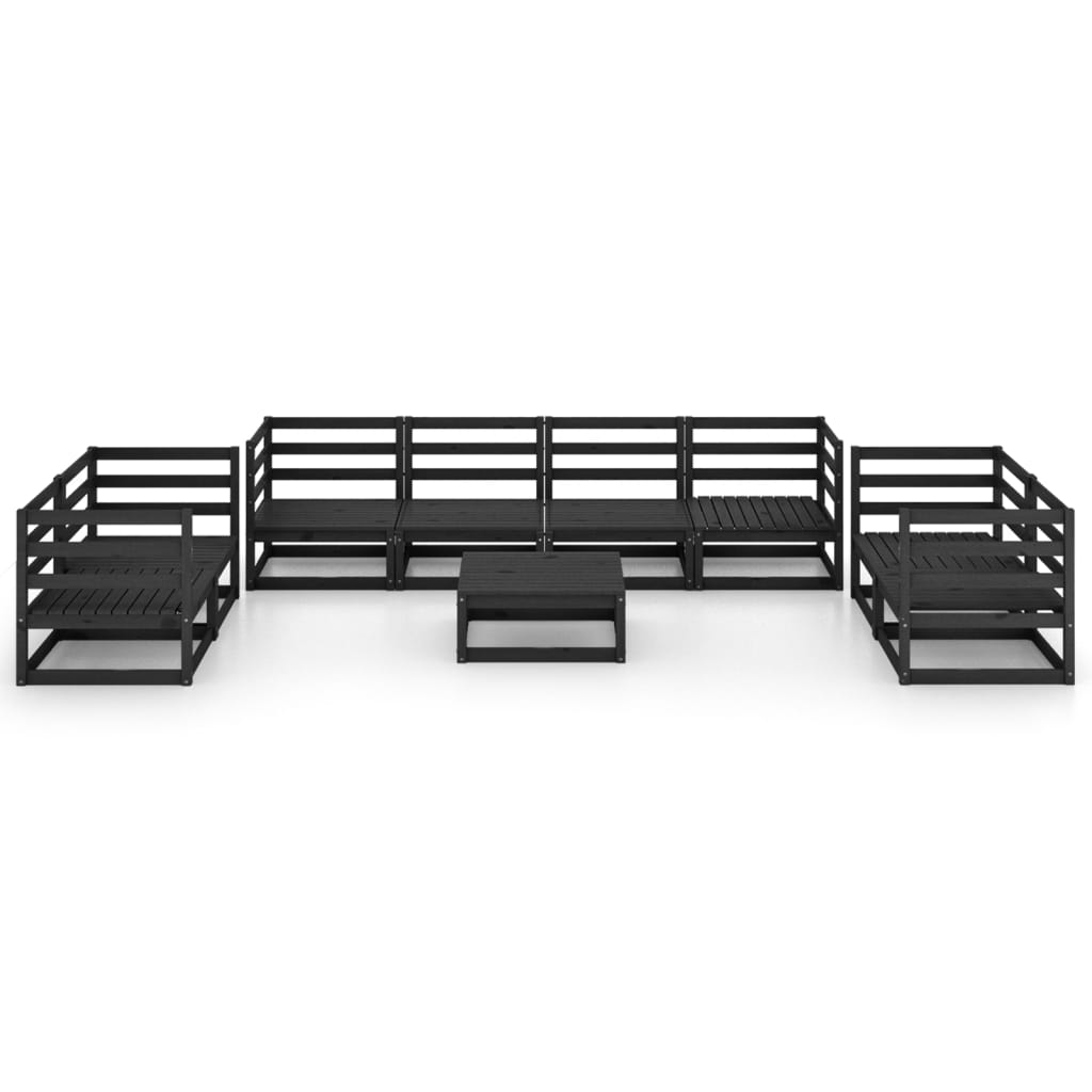

vidaXL 9-delige Loungeset massief grenenhout zwart
