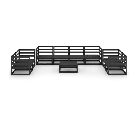 vidaXL Sodo poilsio baldų komplektas, 9 dalių, juodas, pu&scaron;ies masyvas