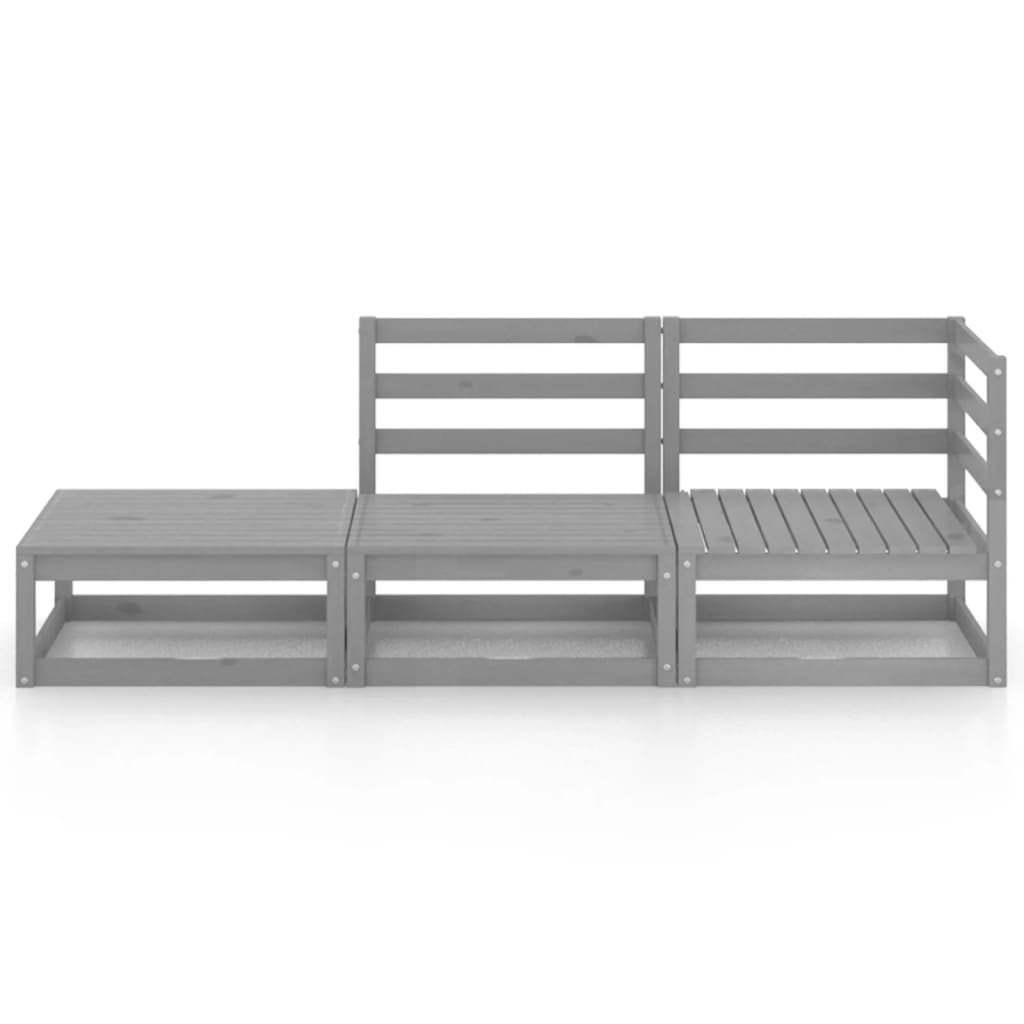 

vidaXL 3-delige Loungeset massief grenenhout grijs