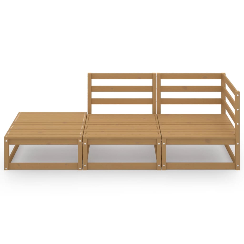 

vidaXL 3-delige Loungeset massief grenenhout honingbruin