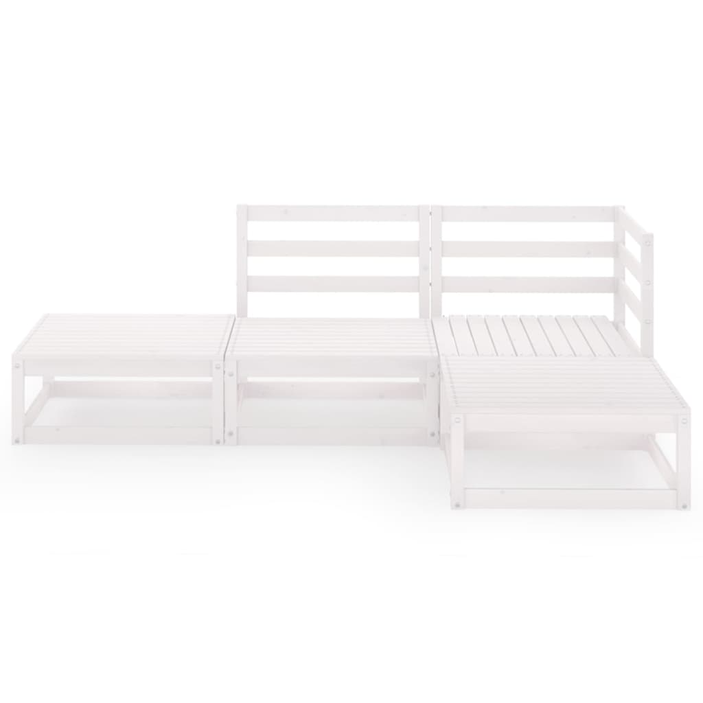 

vidaXL 4-delige Loungeset massief grenenhout wit