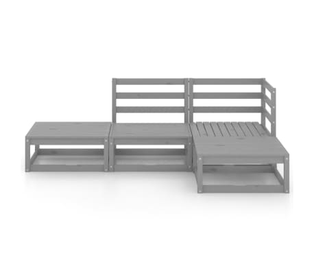 vidaXL Sodo poilsio baldų komplektas, 4 dalių, pilkas, pu&scaron;ies masyvas