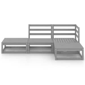 vidaXL Sodo poilsio baldų komplektas, 4 dalių, pilkas, pu&scaron;ies masyvas