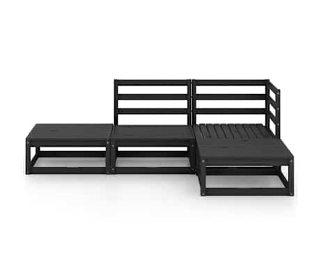 vidaXL Garden Lounge Set | Black | Solid pinewood | 70 x 70 x 67 cm | Modular