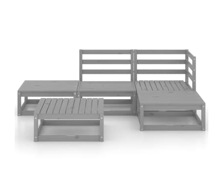 vidaXL Sodo poilsio baldų komplektas, 5 dalių, pilkas, pu&scaron;ies masyvas