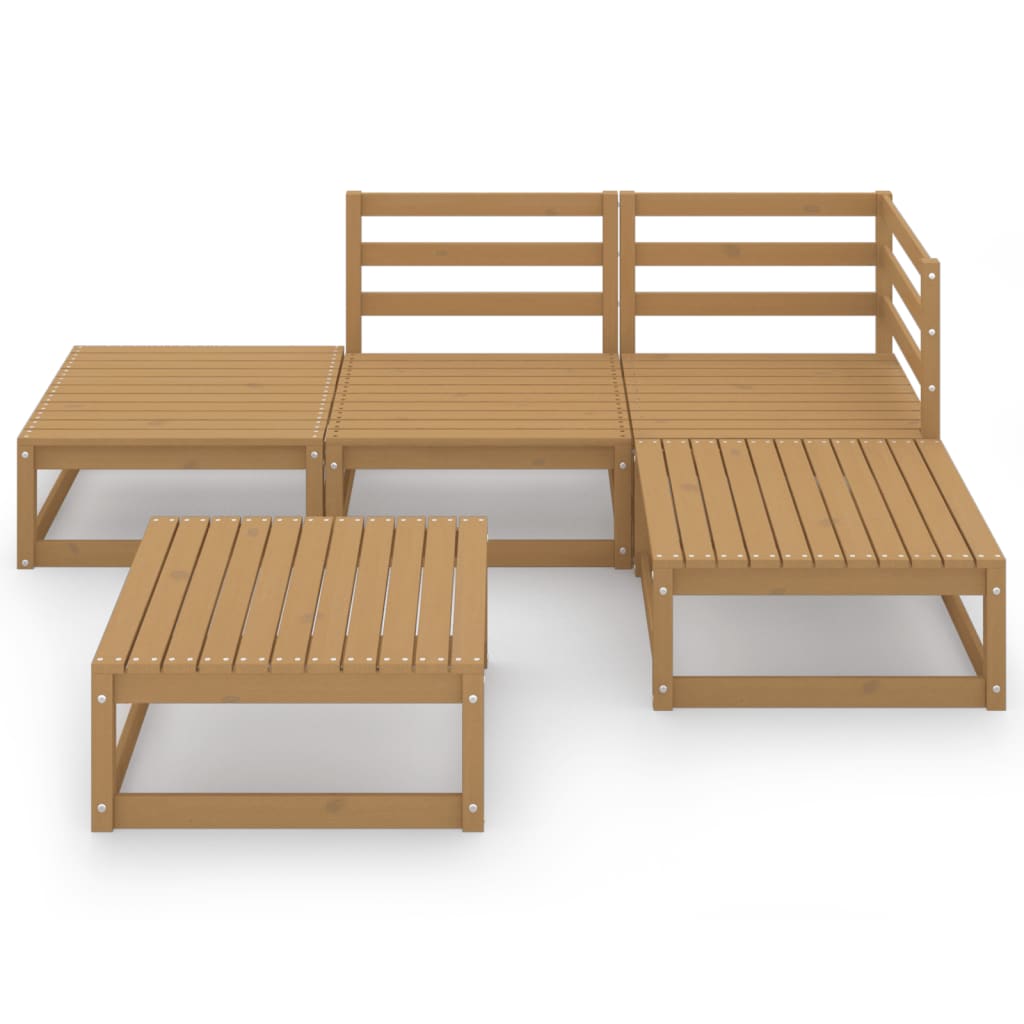 

vidaXL 5-delige Loungeset massief grenenhout honingbruin