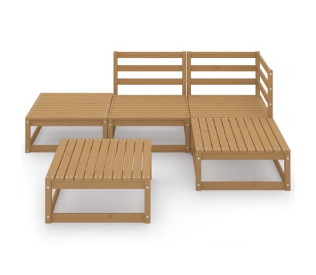 vidaXL 5-tlg. Garten-Lounge-Set Honigbraun Massivholz Kiefer