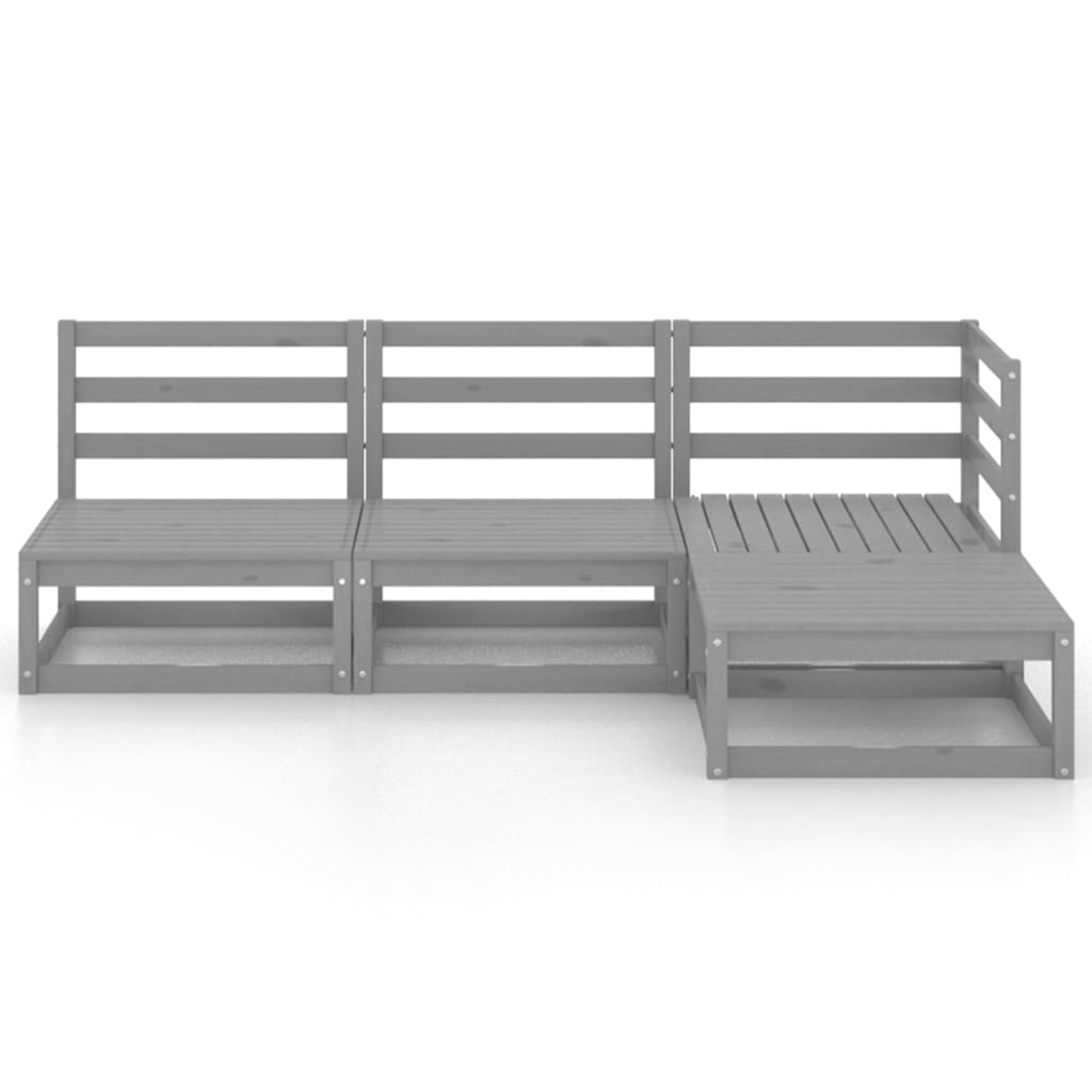 

vidaXL 4-delige Loungeset massief grenenhout grijs