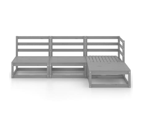 vidaXL Salon de jardin 4 pcs gris bois de pin massif