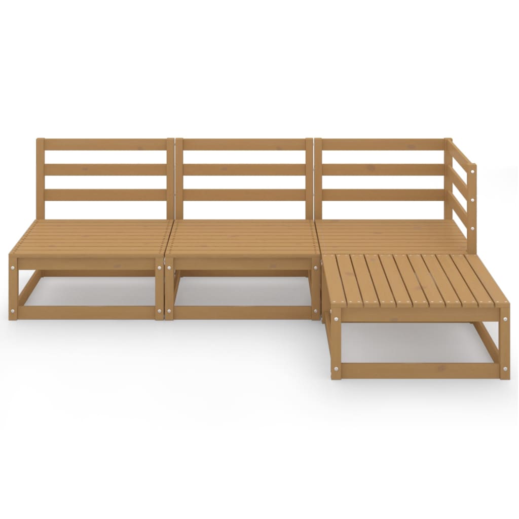 

vidaXL 4-delige Loungeset massief grenenhout honingbruin