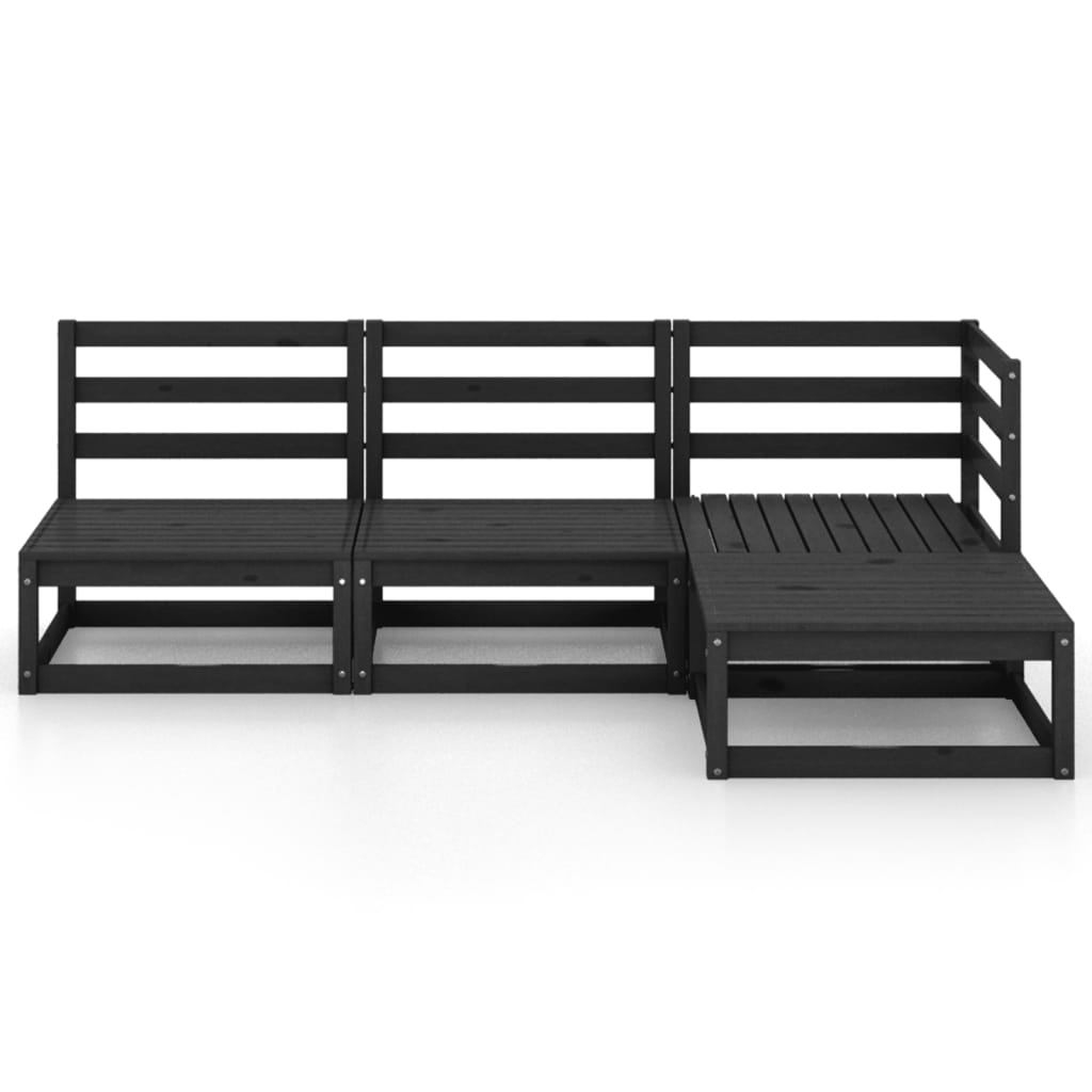 Thumbnail - vidaXL 4-tlg. Garten-Lounge-Set Schwarz Massivholz Kiefer