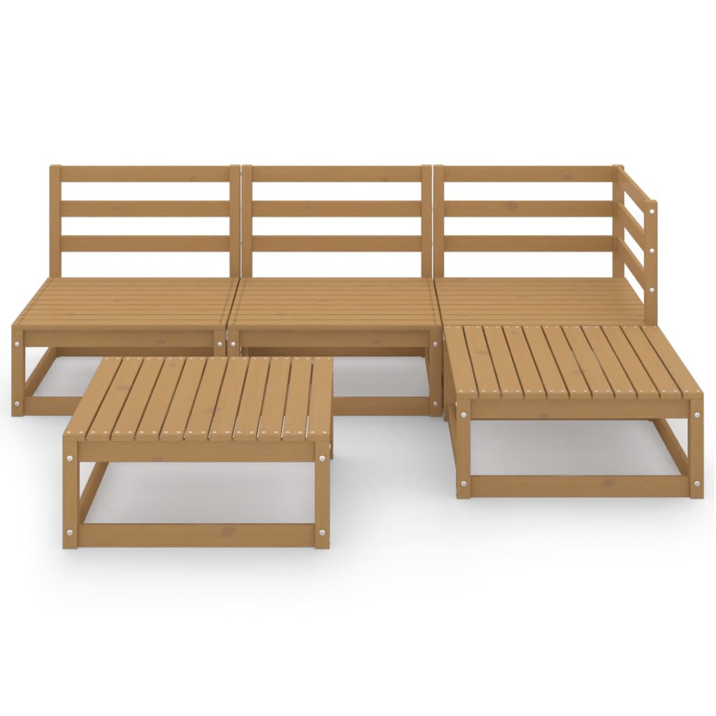 

vidaXL 5-delige Loungeset massief grenenhout honingbruin