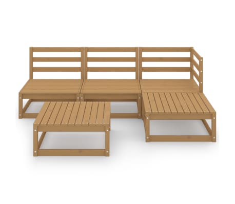 vidaXL Sodo poilsio baldų komplektas, 5 dalių, medaus rudas, pu&scaron;is