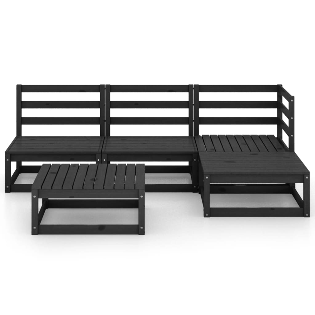 

vidaXL 5-delige Loungeset massief grenenhout zwart